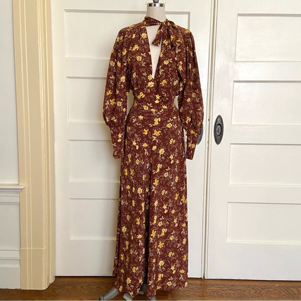 $498 Dôen Blossom Dress Cherrywood Winding Vine Floral - Picture 2 of 12
